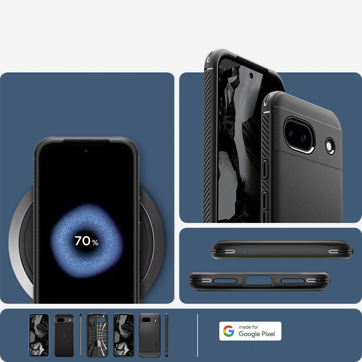 Etui pancerne Spigen Rugged Armor do Google Pixel 8A, czarne